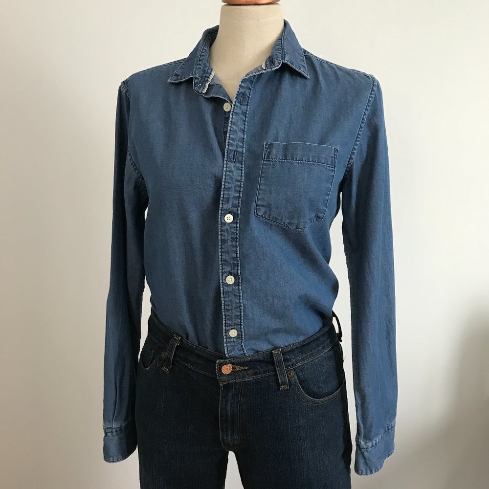 Denim & Flower - Blue denim button down slim fit shirt
